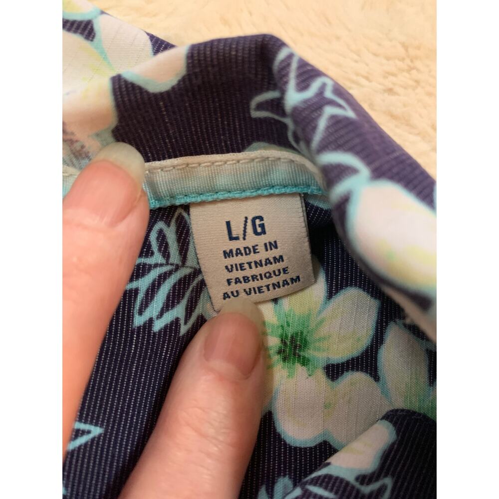 Men's Tommy Bahama Blue Hawaiian Print Short Sleeve Button Down Shirt L - Picture 6 of 9